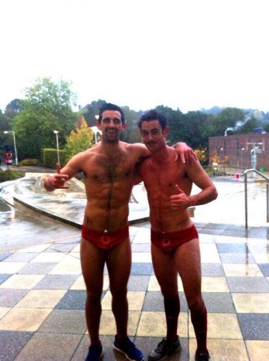 Some daring EUMHC lads looking much better than Tony Abbott does in 'budgie smugglers' for Friday's daREDevil run on campus