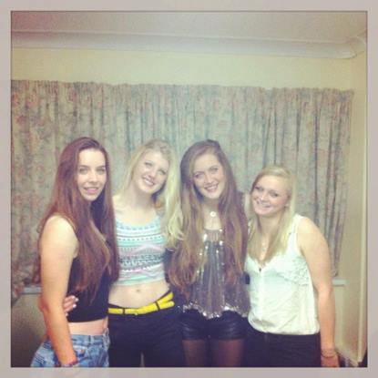 Enjoying pre-drinks in James Owen Court with fellow hockey fresh