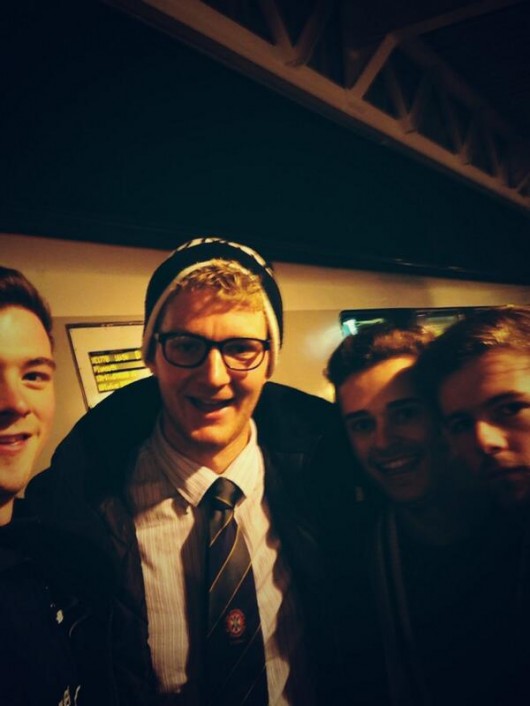 Jack dons his new Edinburgh tie for this quick selfie with the Durham boys