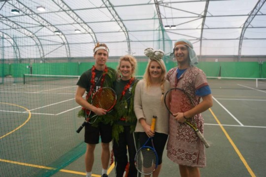 Andy (far right) in some questionable attire...