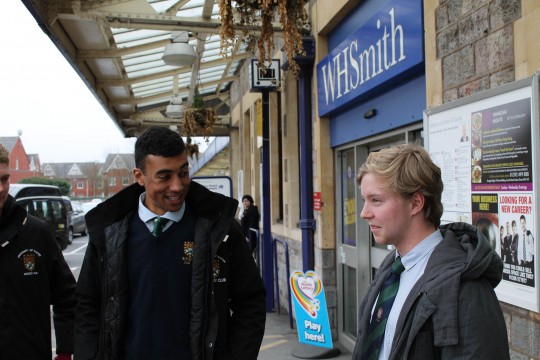 Alex Williams (EUMHC social sec) greeting Harry at St Davids.
