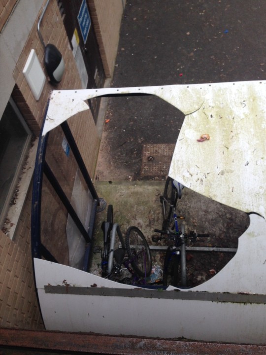 Even the bike shed manages to be decrepit.
