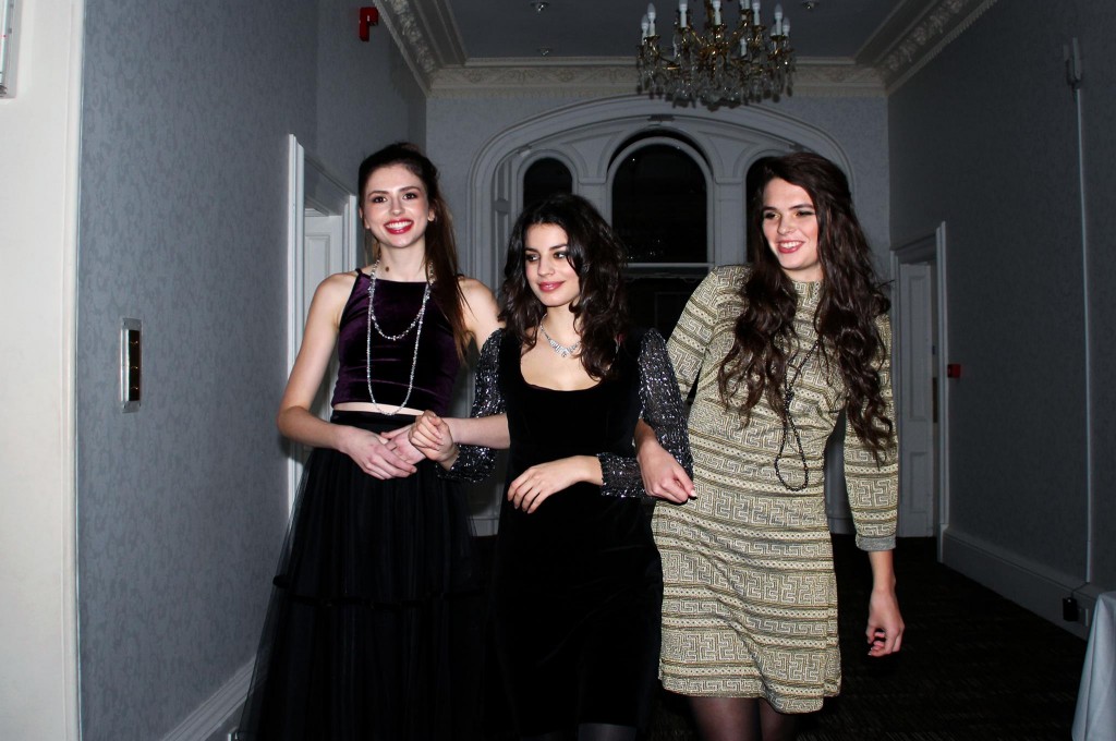 Ani in 60's velvet dress with silver sleeves £25, and diamanté necklace £30.