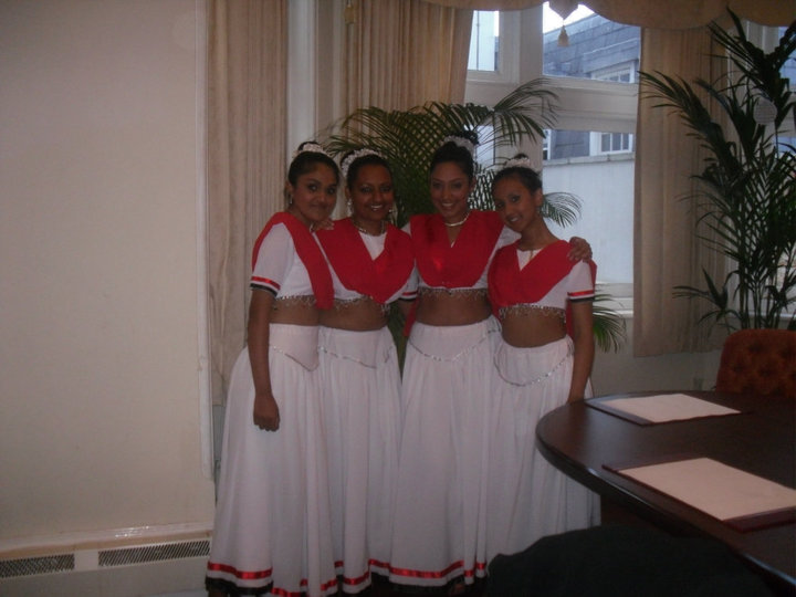 Performing at the Trinidad and Tobago High Commission in the Trinidad and Tobago flag colours because Trinidad and Tobago are geographically closer to me culturally than India.