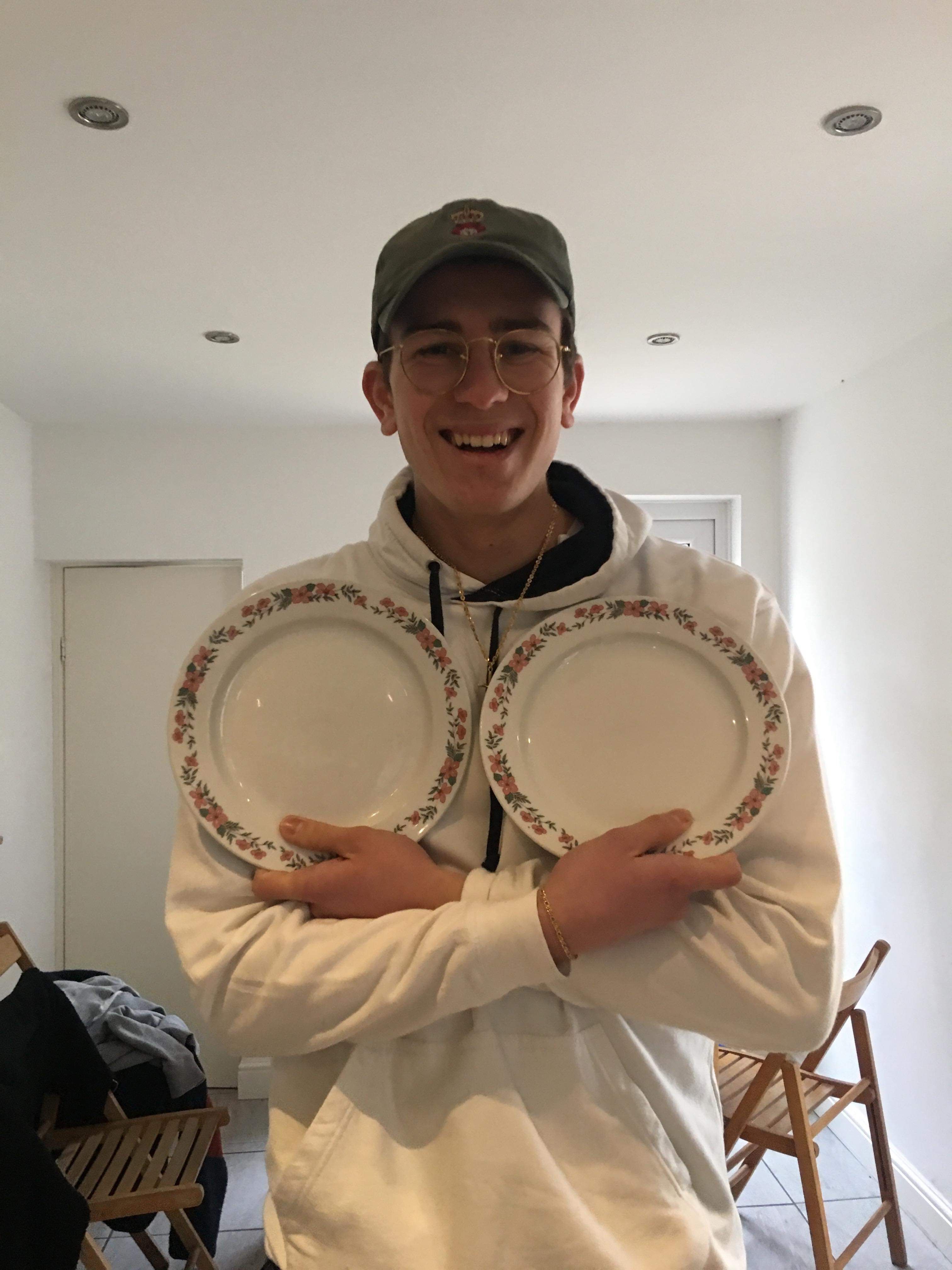 Image may contain: Saucer, Home Decor, Furniture, Dish, Food, Meal, Art, Pottery, Porcelain, Human, Person