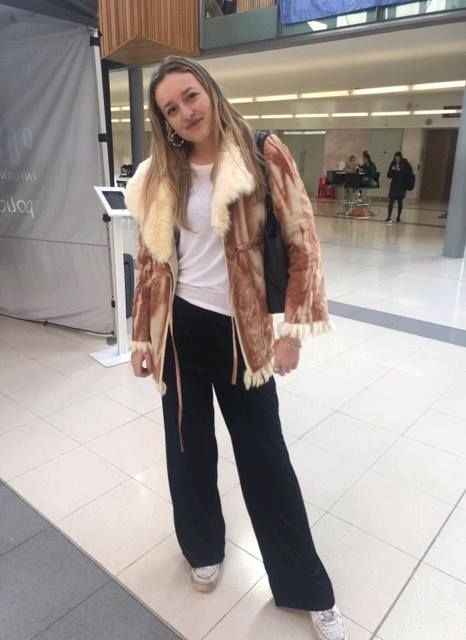 Image may contain: Female, Pants, Fur, Person, Human, Clothing, Apparel