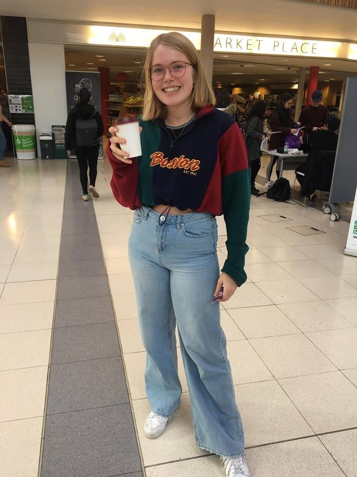 Image may contain: Flooring, Female, Long Sleeve, Sleeve, Denim, Jeans, Pants, Footwear, Shoe, Apparel, Clothing, Person, Human