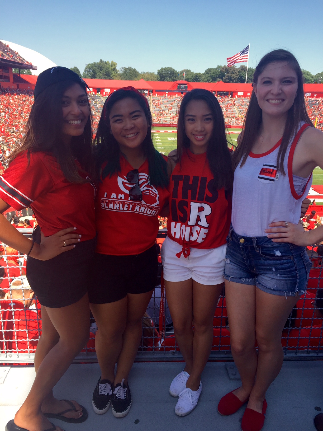Gayle (second from right) and friends showing their RU pride
