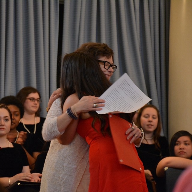 Receiving the Latina Leadership Award at the Global Village's Sacred Path