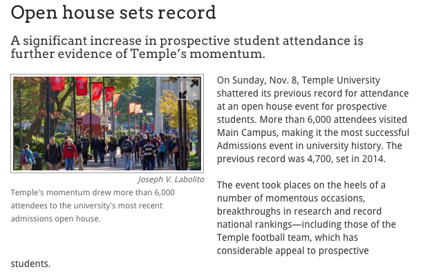Post from Temple's website.