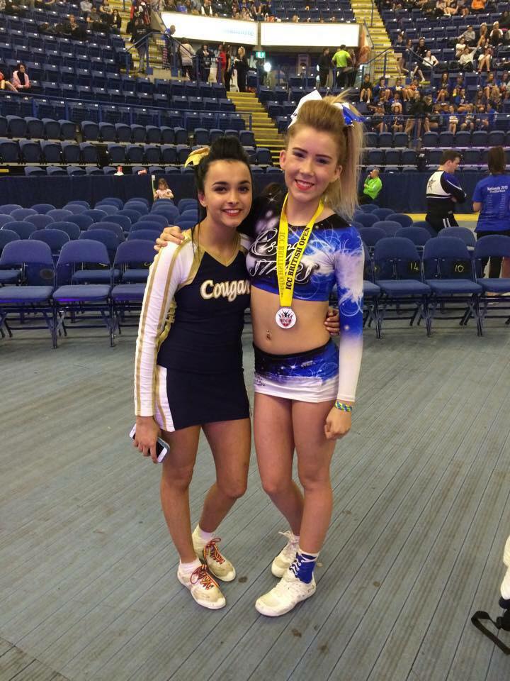 Ruana with Emily Bonney, a cheerleader from Rising Stars who also has CF.