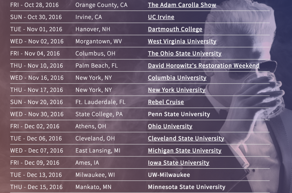 The Villanova tour date has since been removed from his website