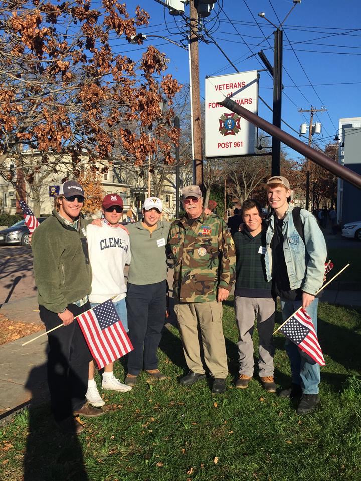 Kappa Sig volunteering at the Veterans Day Parade