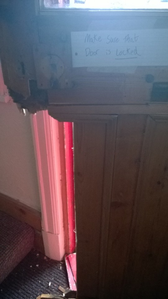 Thieves smashed through the front door to gain access
