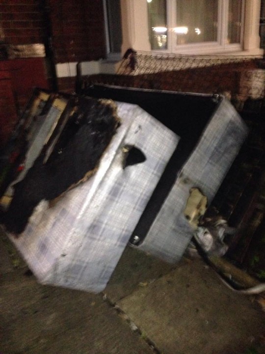 Fire destroyed mattress
