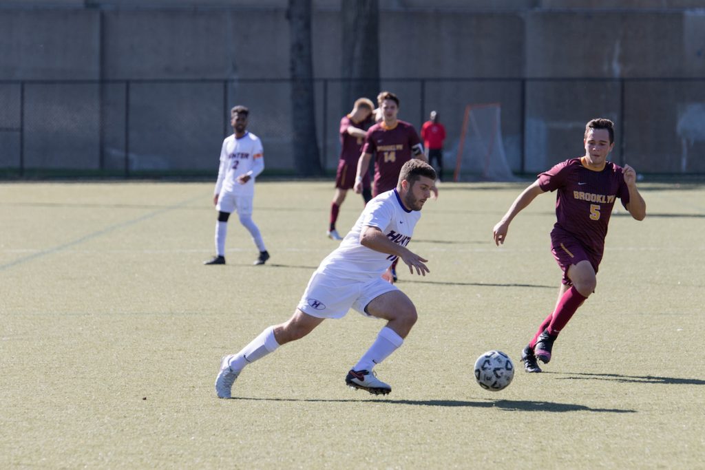 Brandon Fiscina in action against Brooklyn College. (photo courtesy of Simon Lee)