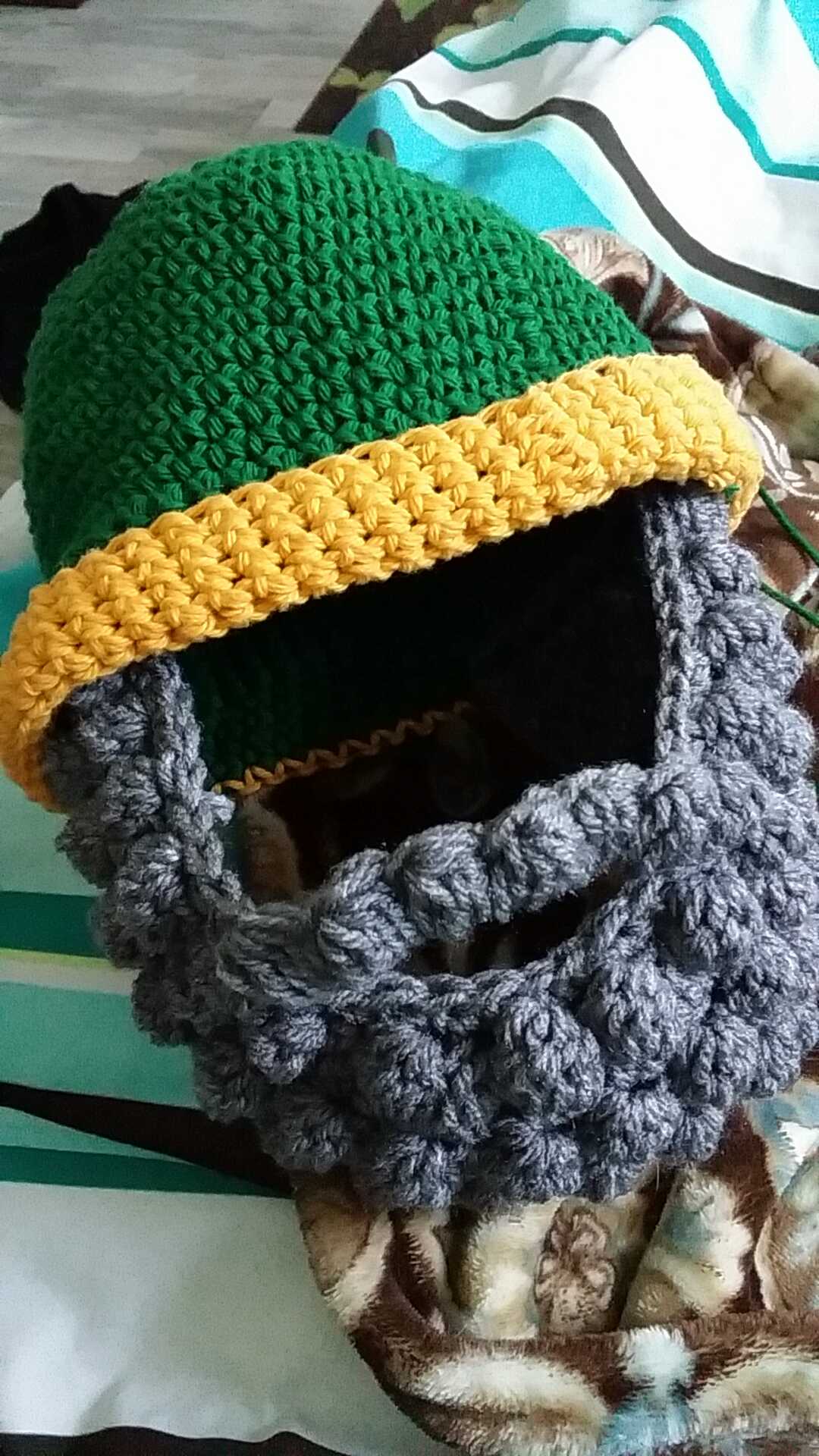 A beard hat I made for my boyfriend's father for Christmas.