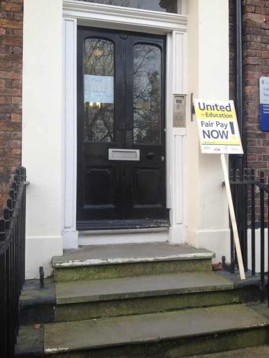 The not so dramatic scene at the occupied 1 Abercromby Square