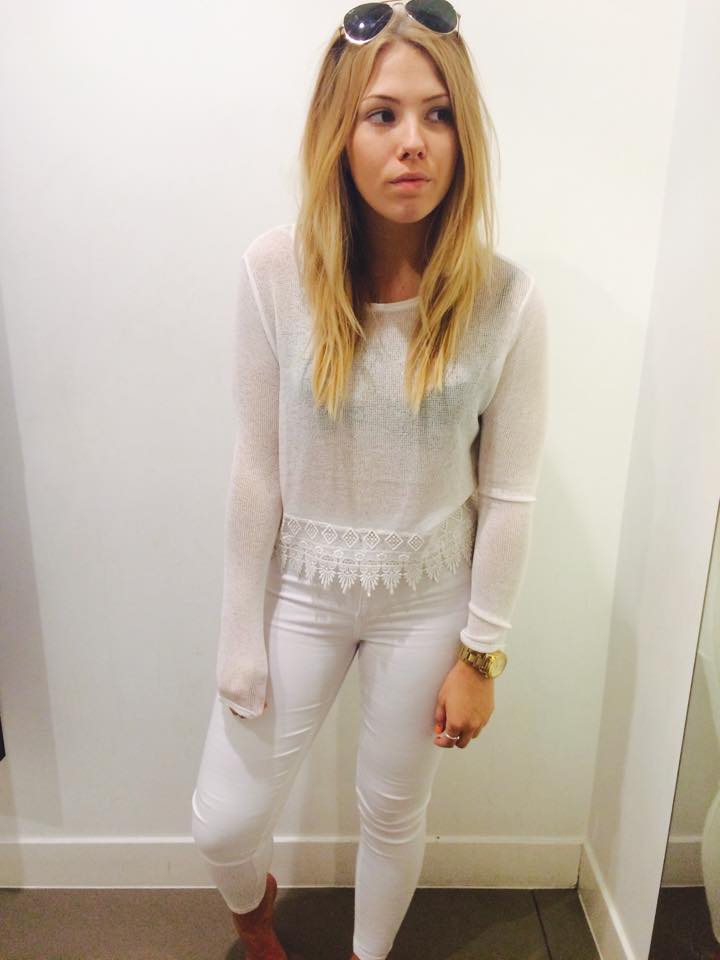 White mesh jumper with lace detail, £7.99.