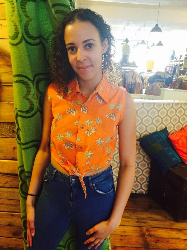 Orange palm tree sleeveless shirt with tie detail. Available in a number of patterns and colours, £14