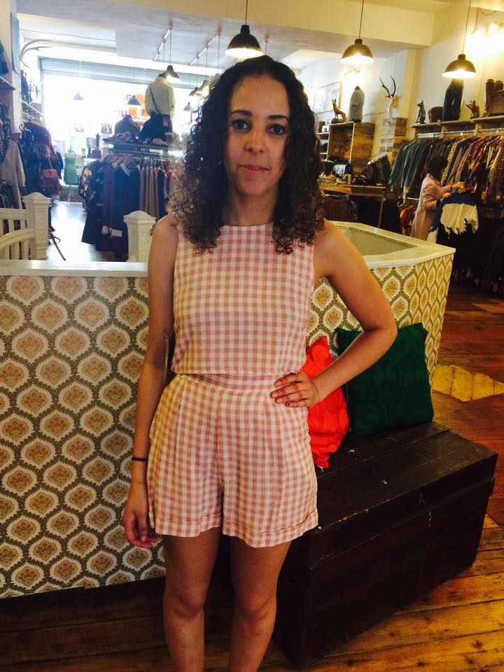 Pink and white gingham two-piece. Top, £14, shorts, £16.