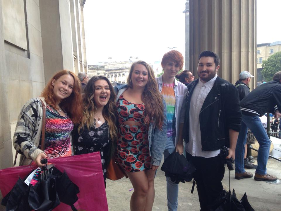 Members of UoL LGBT+ on the steps of St. George's Hall