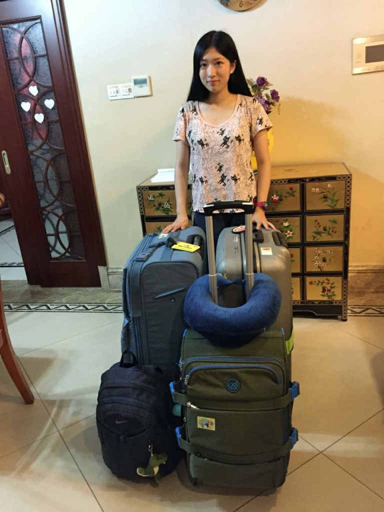 Me with all my luggages at home on the eve of leaving for Vanderbilt.