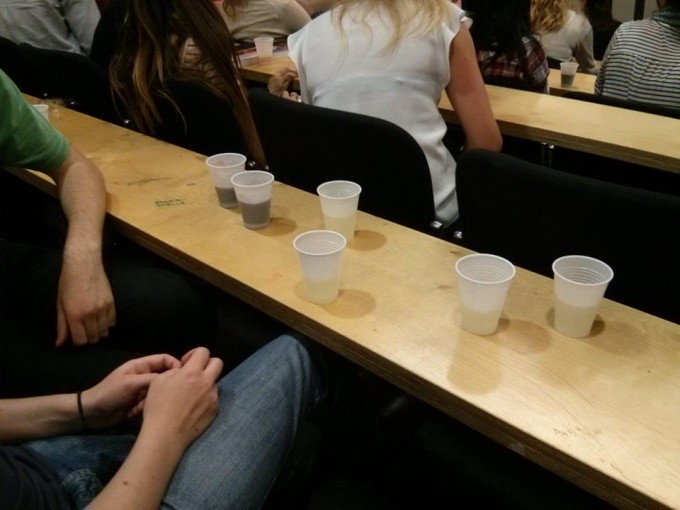 Boozy-Free wine was on offer at debate.