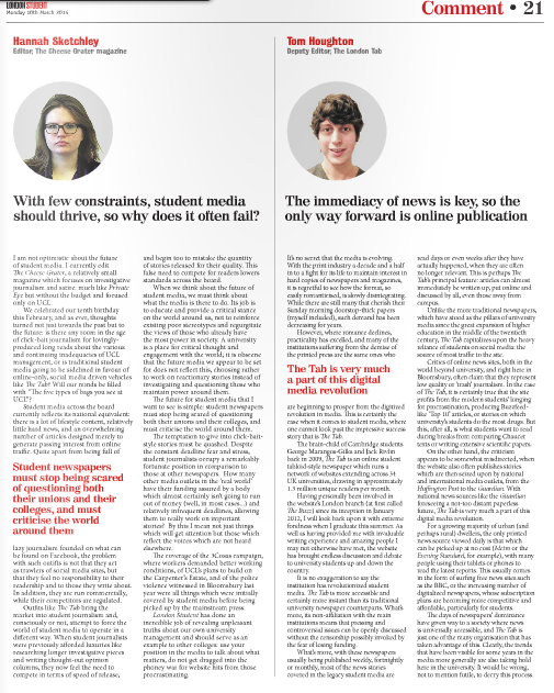 Our Deputy Editor Tom wrote an article for London Student recently