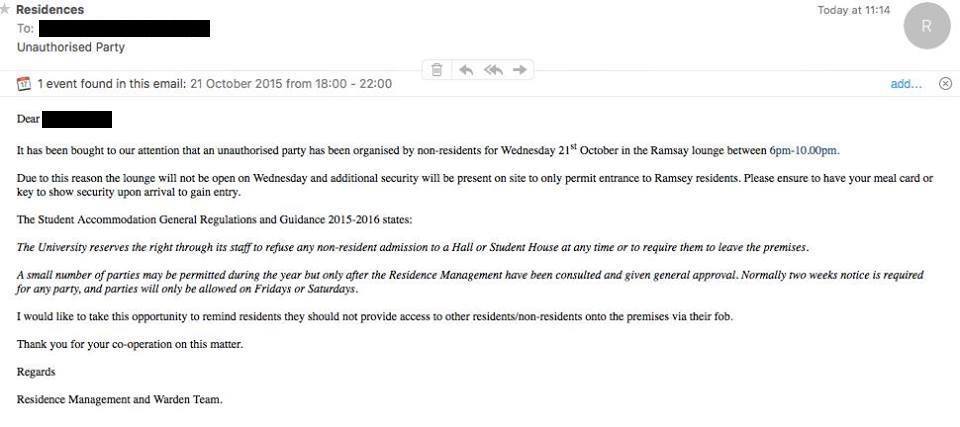 The email in question