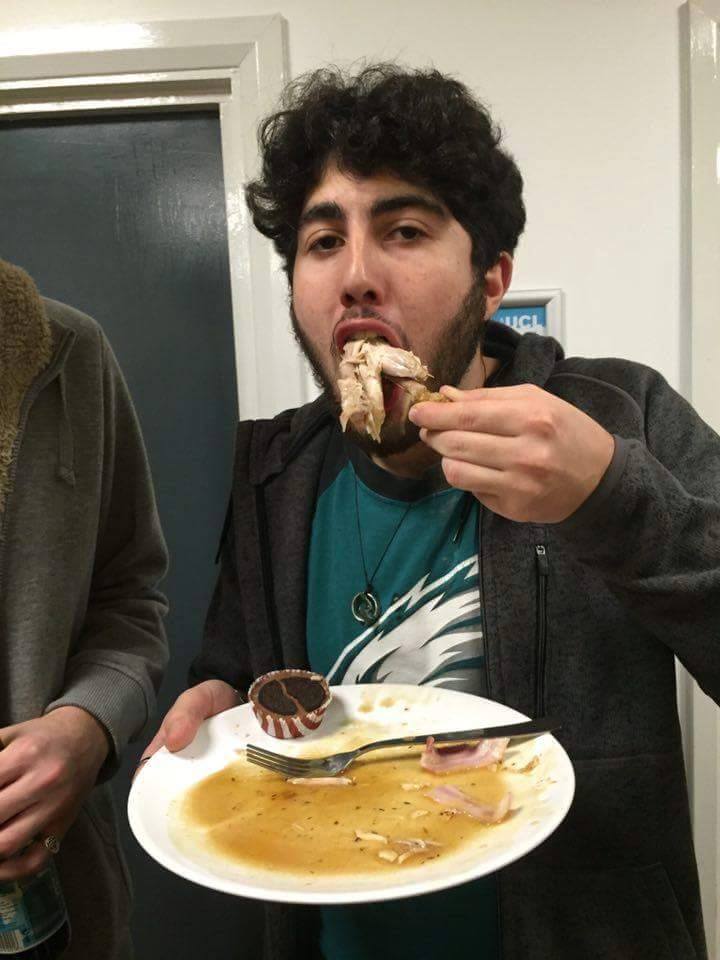 Ploughing through his crepe like he did the competition