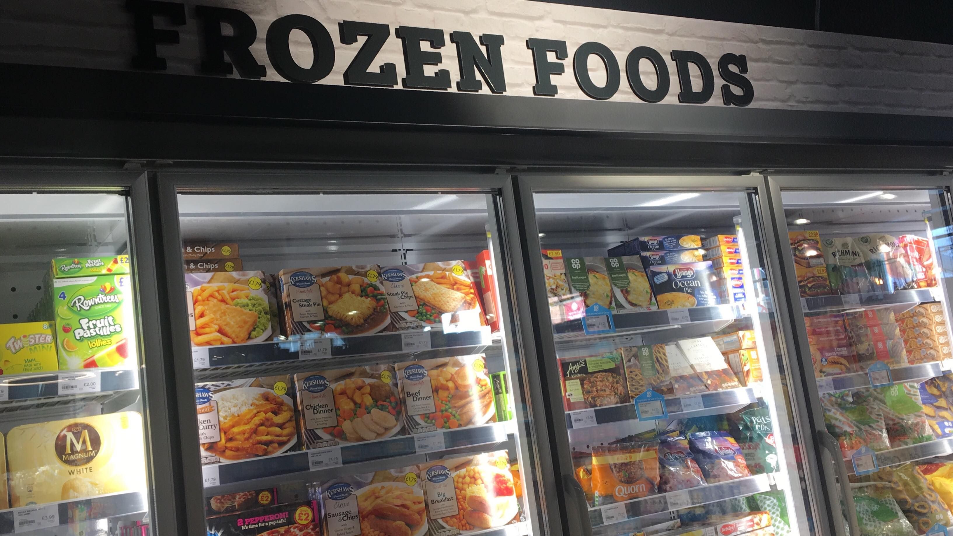 Image may contain: Burger, Food, Supermarket, Market, Shelf, Grocery Store, Shop, Appliance, Refrigerator