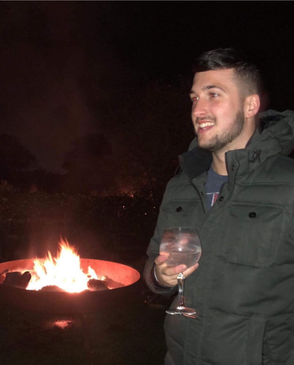 Image may contain: Glass, Bonfire, Flame, Human, Person, Fire