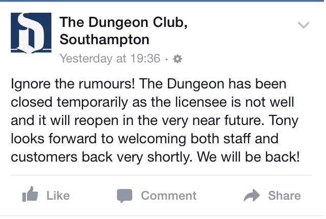 The official statement from the Dungeon's Facebook page