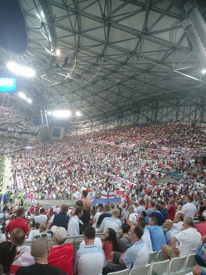 Russian Hooligans: England fans were charged at the full time whistle inside the Stade Veledrom on Saturday night