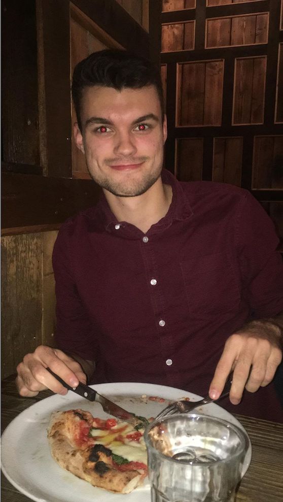 Image may contain: Bowl, Dish, Meal, Pizza, Food, Human, Person