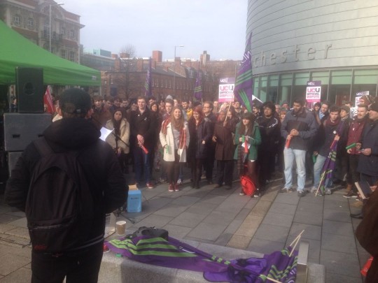 Students joined the protests today at uni place