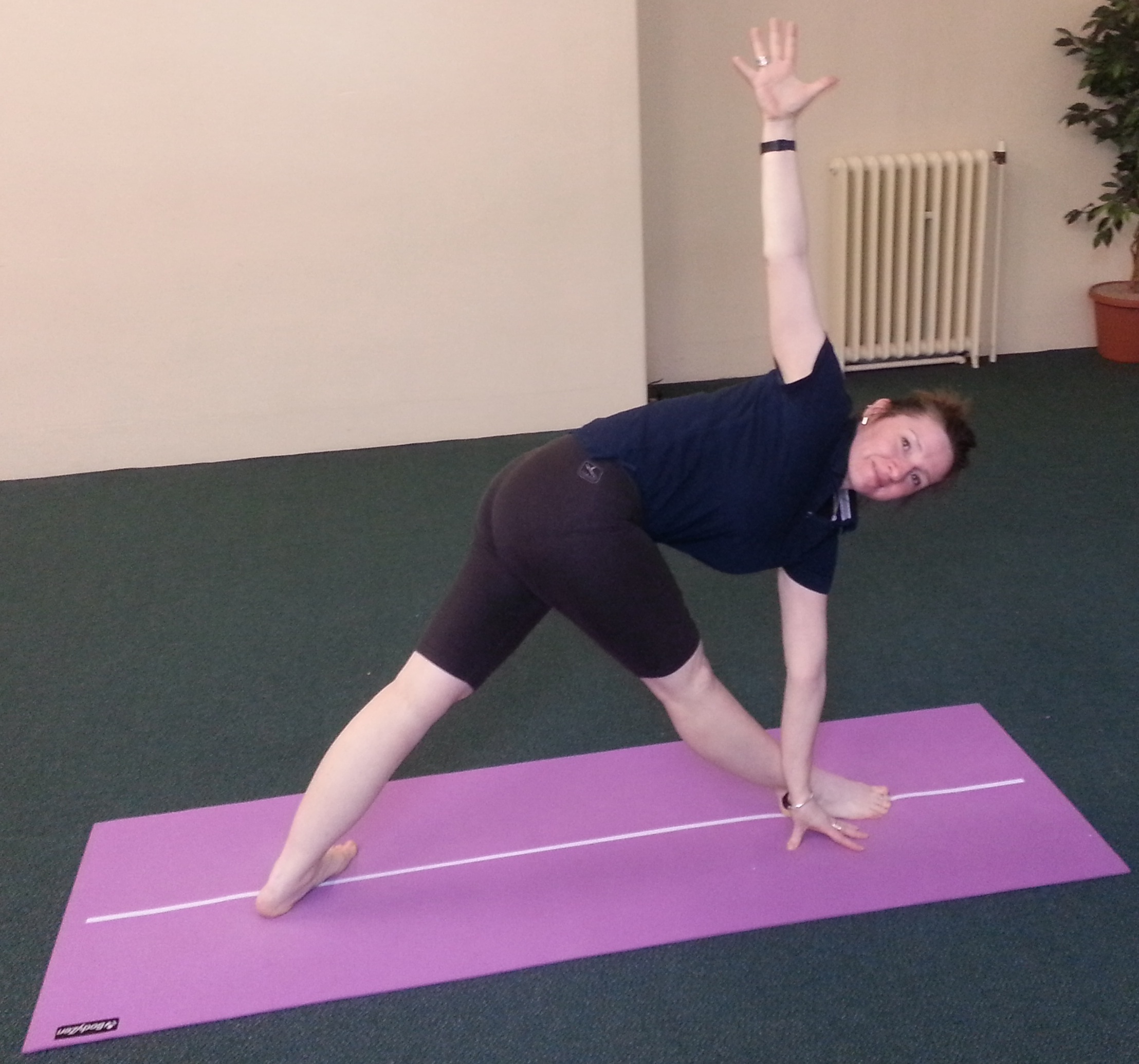 Clare showing off her flexiblity