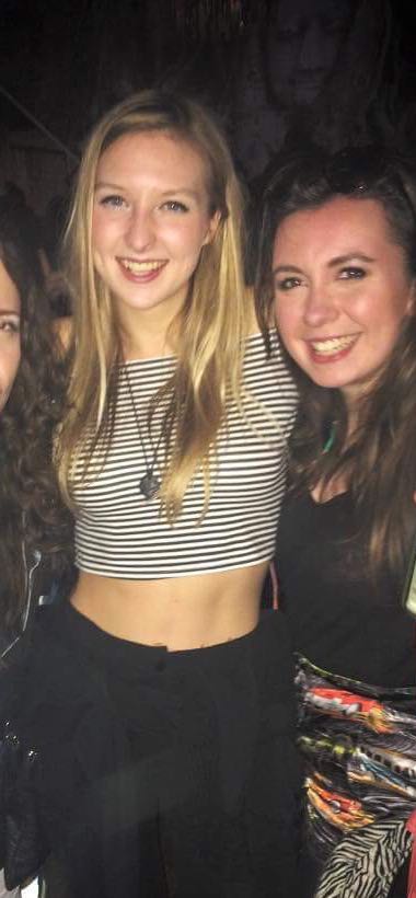 Kim, 2nd year Textiles and Business BSc in the middle, going classic in off the shoulder stripes