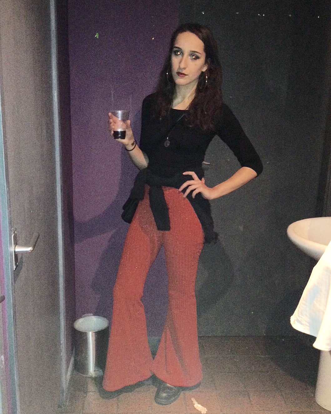 Sofia, 1st Year Philosophy Sofia is bang on trend in her red flares and looks fierce.