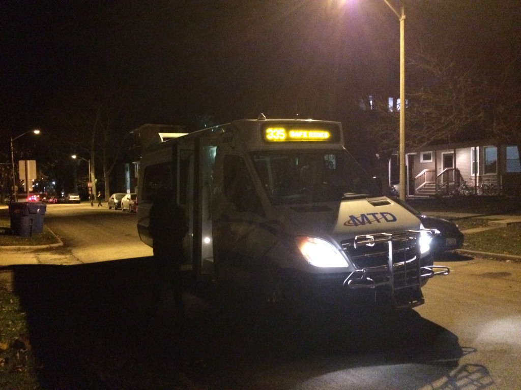 Niharika Roychoudhury enters a Safe Rides Van at the end of her evening