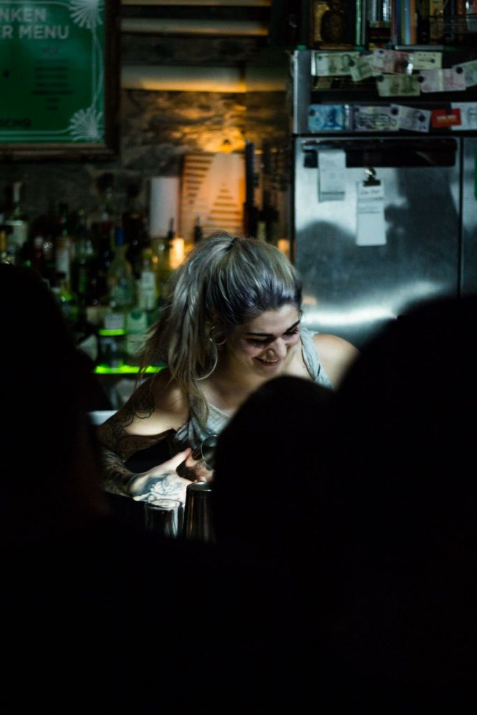 Elyssa competing in LMNs Drunken Master speed drink making competition