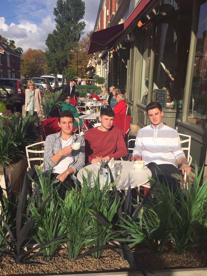 Josh Chambers (Urban Planning), Ben Hamilton (Business Accountancy and Finance) and Josh Alderdice (Electrical engineering) show off Brentwood's café culture