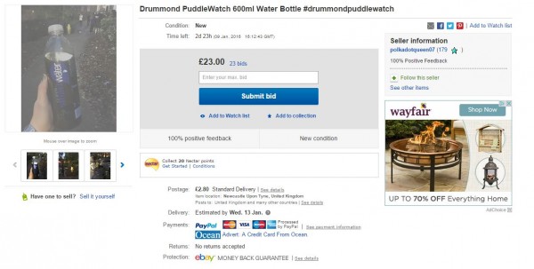 Someone is selling the puddle water on Ebay