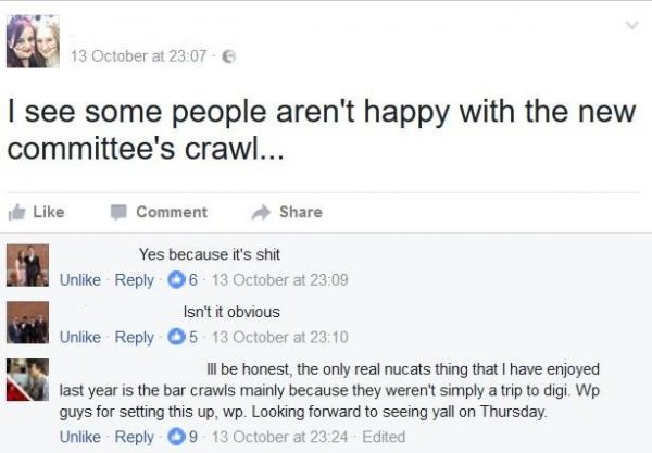 Feedback for NUCATS' "Bar Crawl".