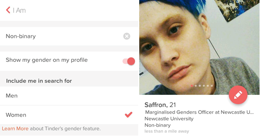 Tinder now has more gender-inclusive settings