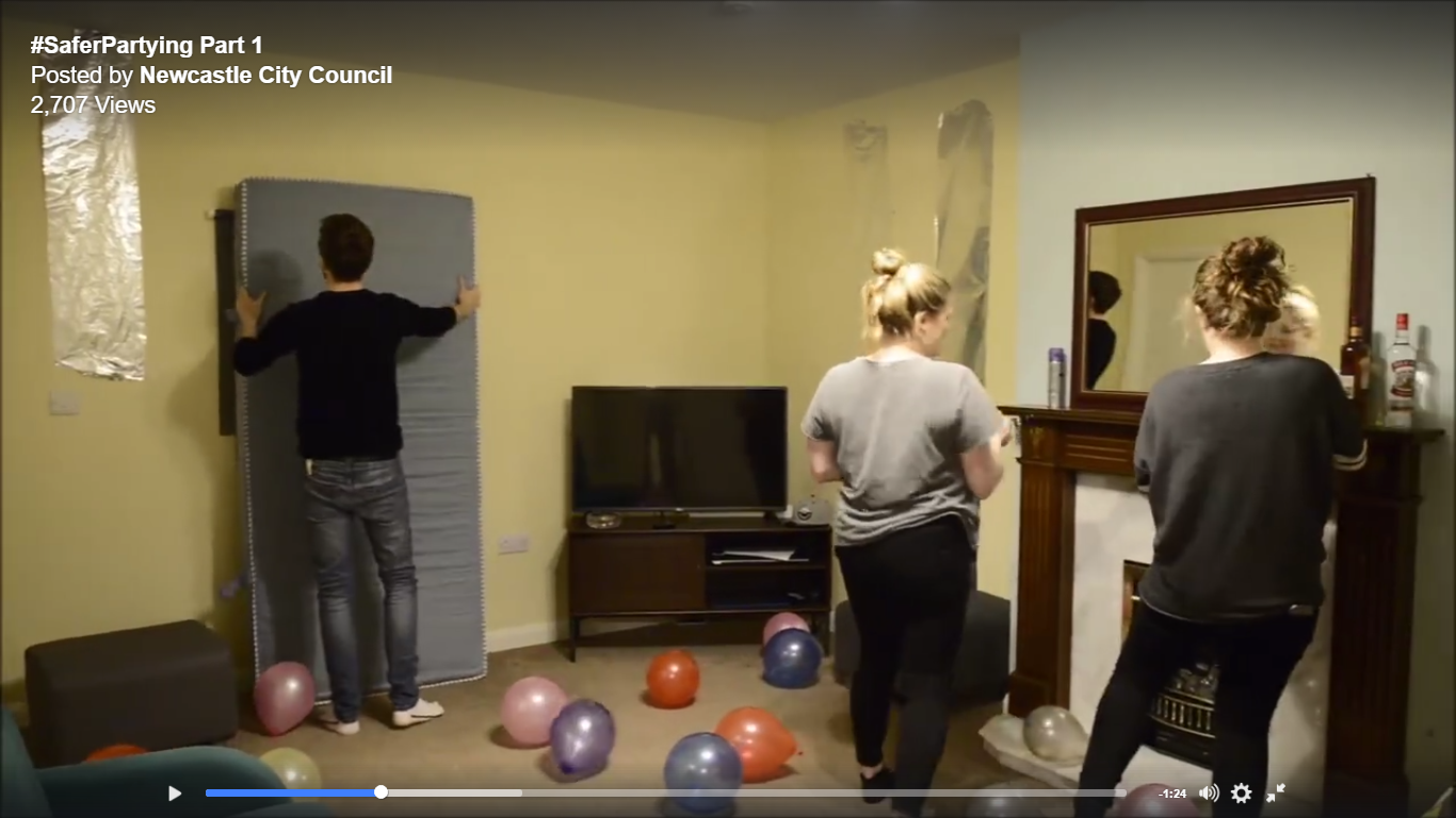 Screenshot of Newcastle City Council's house party video