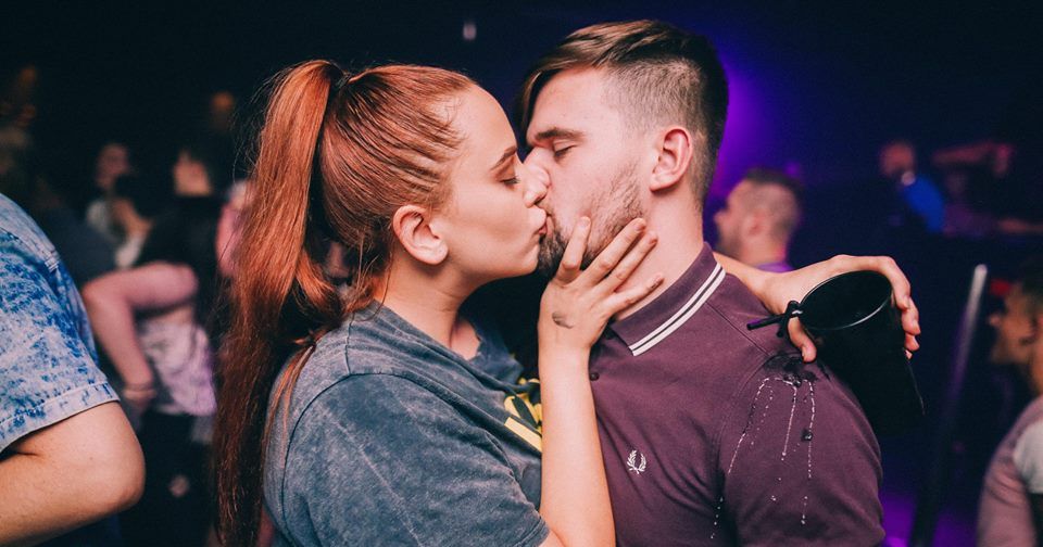 Image may contain: Make Out, Night Life, Night Club, Club, Person, People, Human