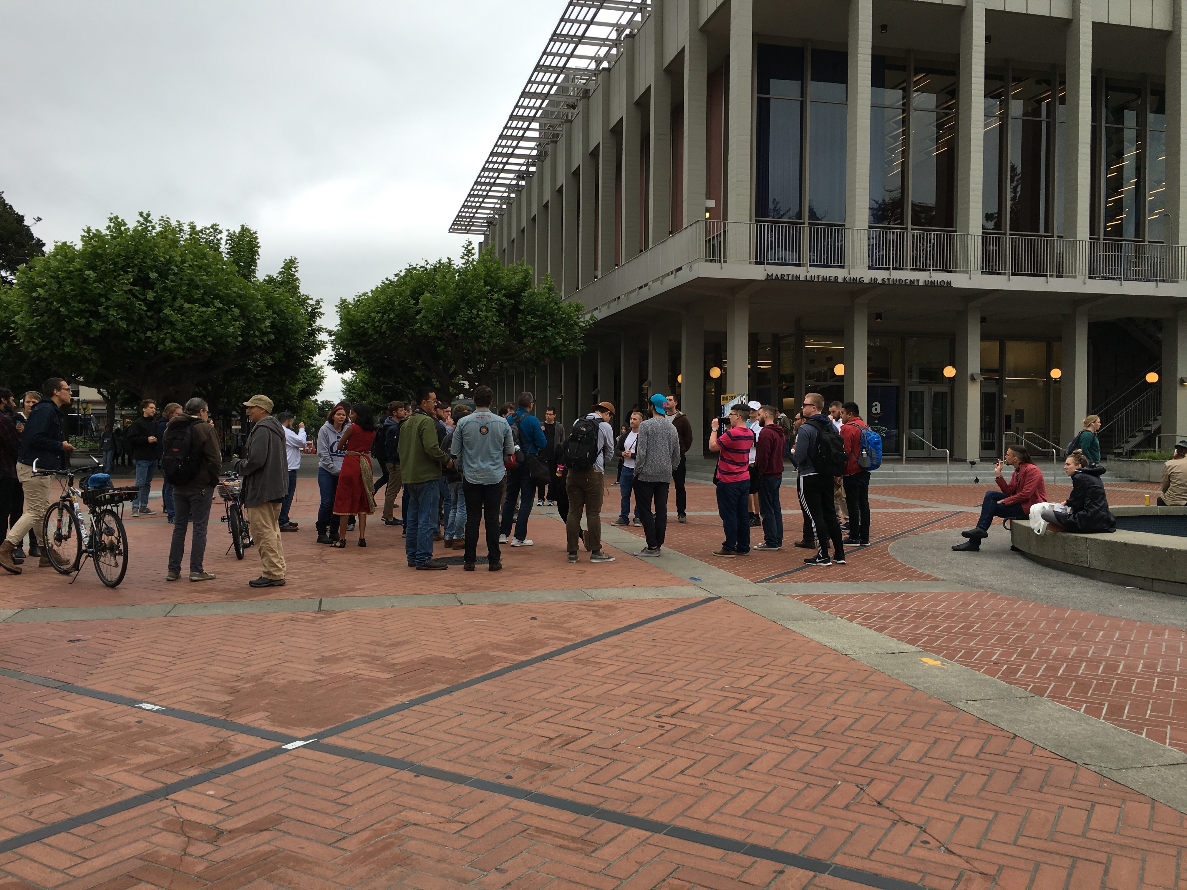 The gathering of supporters in on Sproul