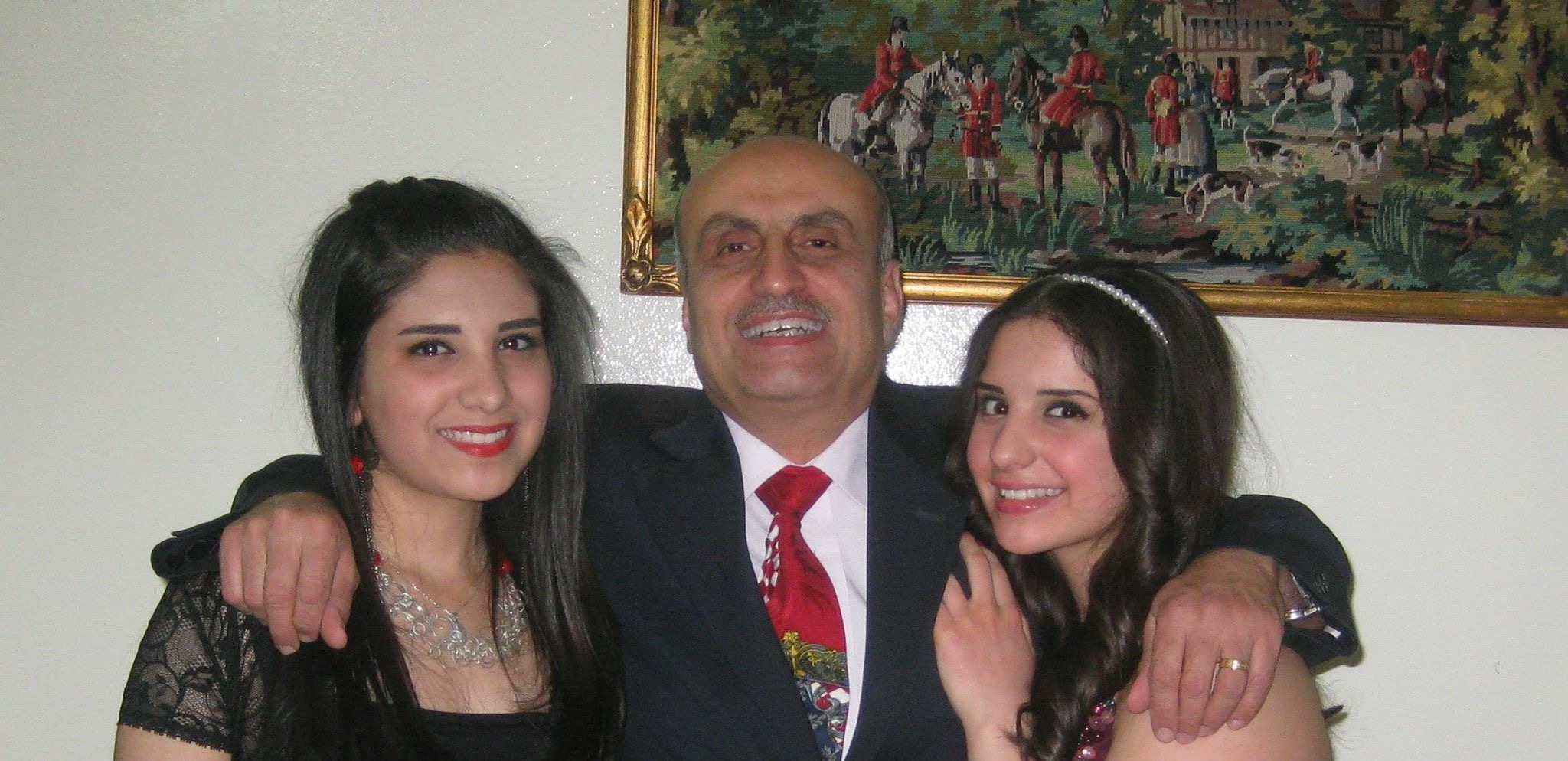 Maria and I hug dad on Easter Sunday of 2013 at home in Damascus